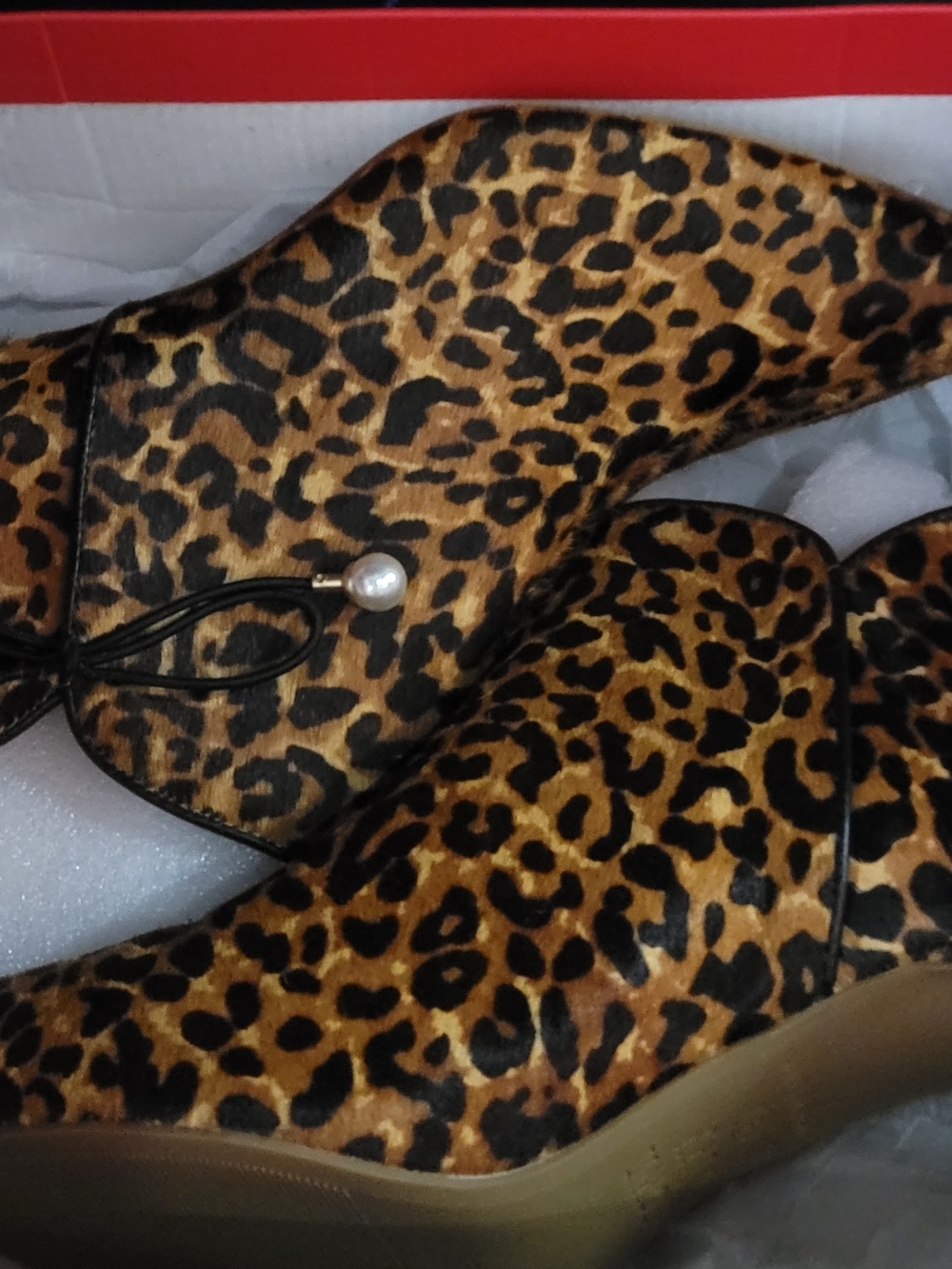 crown & ivy Leopard Print Ankle Booties in Black and Brown